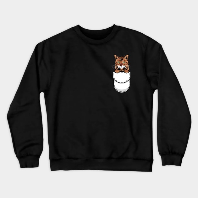 Funny Bengal Pocket Cat Crewneck Sweatshirt by Pet My Dog